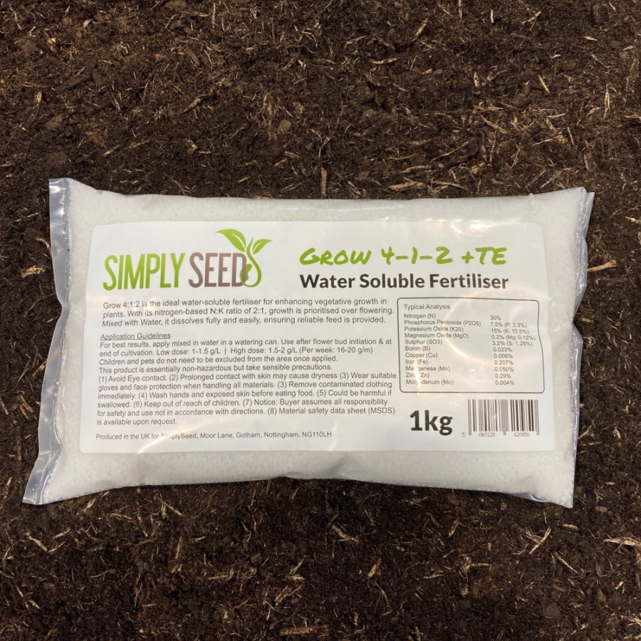 ''Grow'' 4-1-2 Water Soluble Fertiliser - 1kg